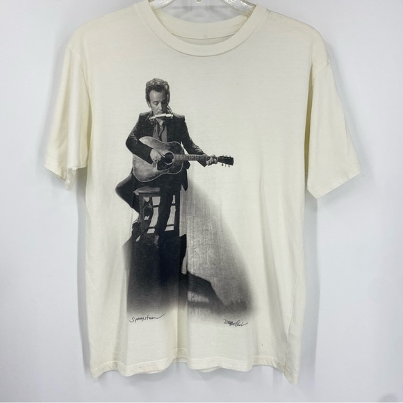 Clinch Collections Bruce Springsteen Acoustic Mens T-shirt in Vintage White SZ M - Picture 2 of 11
